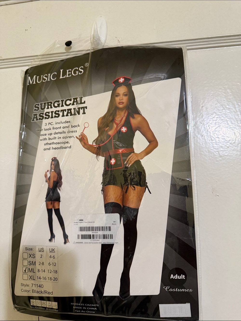 Music Legs Black and Red Surgical Assistant Costume